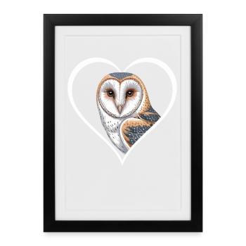 Portrait of an owl in a heart frame - Framed poster (27 × 37 cm) - black - Front