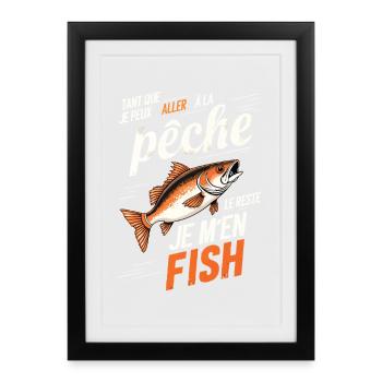Humorous fishing draw - Framed poster (27 × 37 cm) - black - Front