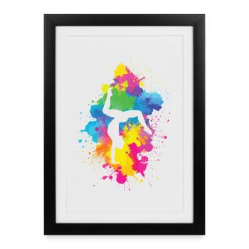 Acrobaties avec explosion de couleurs - Affiche encadrée (27 × 37 cm) - noir - Devant