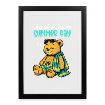 Wake Me Up When it's Summer Day - Humour Vacance - Affiche encadrée (27 × 37 cm) - noir - Devant