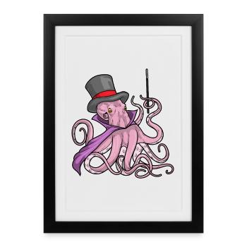 Octopus Wizard Wand - Framed poster (27 × 37 cm) - black - Front