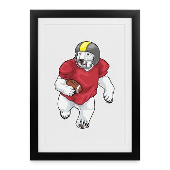 Polar Bear American Football Sports - Framed poster (27 × 37 cm) - black - Front