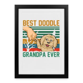 Meilleur grand-père Doodle de tous les temps - Affiche encadrée (27 × 37 cm) - noir - Devant