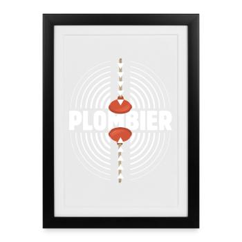 Plombier Ventouse Retro - Affiche encadrée (27 × 37 cm) - noir - Devant