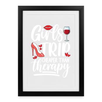Voyage entre filles avec un motif de vin - Affiche encadrée (27 × 37 cm) - noir - Devant