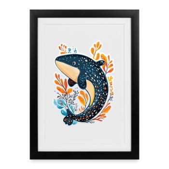 baleine - Affiche encadrée (27 × 37 cm) - noir - Devant