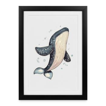 baleine - Affiche encadrée (27 × 37 cm) - noir - Devant