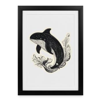 baleine - Affiche encadrée (27 × 37 cm) - noir - Devant