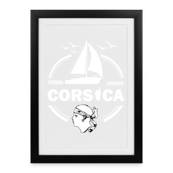 Sailboat Corsica Island Sailboat Corsica France - Framed poster (27 × 37 cm) - black - Front