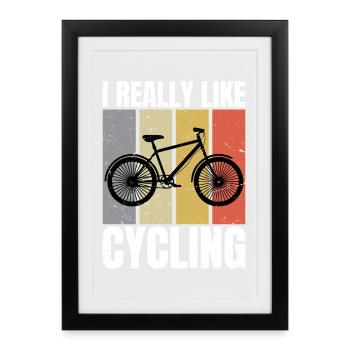 J’aime beaucoup le cyclisme Retro aime le cyclisme cycliste - Affiche encadrée (27 × 37 cm) - noir - Devant