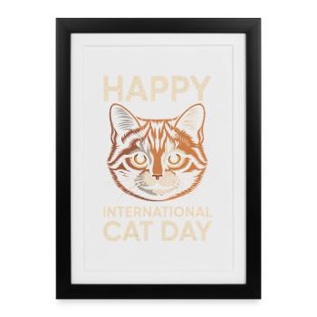 Bonne Journée internationale du chat - Affiche encadrée (27 × 37 cm) - noir - Devant