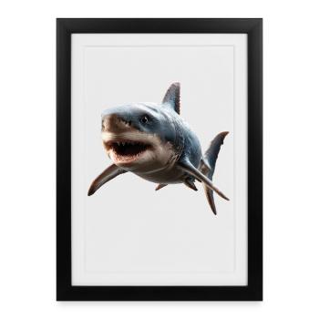 Shark Shark Tiger Shark Diver Cute Sharks Great White Shark - Framed poster (27 × 37 cm) - black - Front