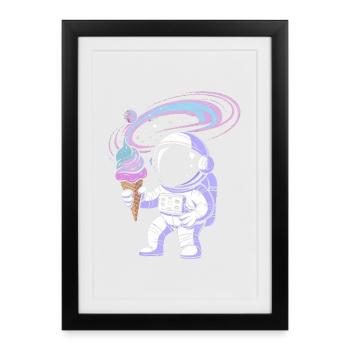 Weltraum-Astronaut mit Eis - Framed poster (27 × 37 cm) - black - Front