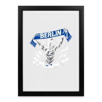 Stilisierte Neon-Graffiti Berlin Szene - Gerahmtes Poster (27 × 37 cm) - Schwarz - Vorne