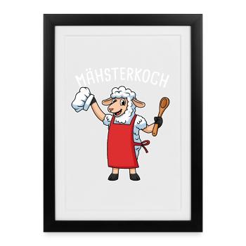 Mouton Cuisinier Chef Cuisinier Mouton Cuisinier - Affiche encadrée (27 × 37 cm) - noir - Devant