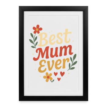 Design Mère Parfaite avec Fleurs et Cœurs - Affiche encadrée (27 × 37 cm) - noir - Devant