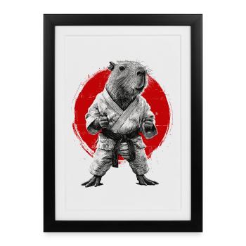 Karaté, Judo, Arts martiaux japonais, Capybara - Affiche encadrée (27 × 37 cm) - noir - Devant