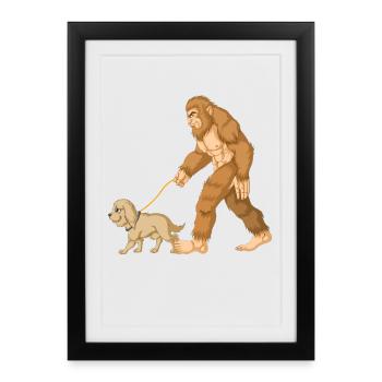 Bigfoot Marche Golden Doodle chien Illustration - Affiche encadrée (27 × 37 cm) - noir - Devant