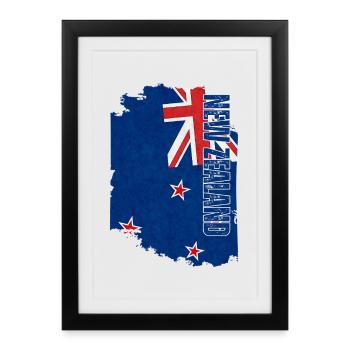 Drapeau néo-zélandais, grunge vintage - Affiche encadrée (27 × 37 cm) - noir - Devant