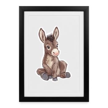 Esel - Gerahmtes Poster (27 × 37 cm) - Schwarz - Vorne