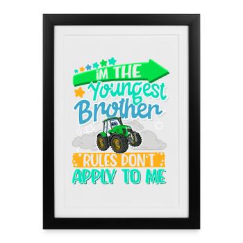 Youngest brother with tractor motif - Framed poster (27 × 37 cm) - black - Front