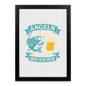 Soon dad FISHING AND BEER THAT'S WHY I'M HERE Funny - Framed poster (27 × 37 cm) - black - Front