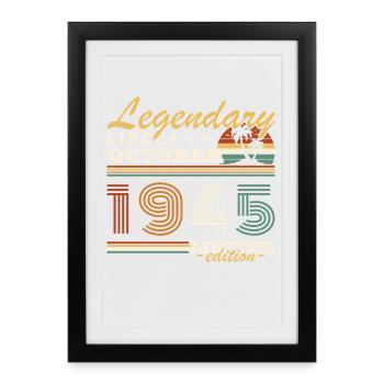 Octobre 1945 Vinatge Retro Cadeau Anniversaire - Affiche encadrée (27 × 37 cm) - noir - Devant
