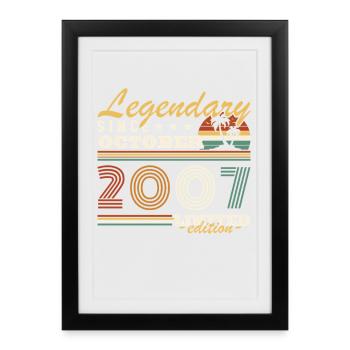 Octobre 2007 Vinatge Retro Cadeau Anniversaire  - Affiche encadrée (27 × 37 cm) - noir - Devant