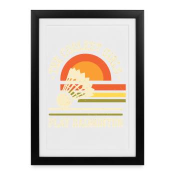 Le design de badminton pour fille le plus cool - Affiche encadrée (27 × 37 cm) - noir - Devant