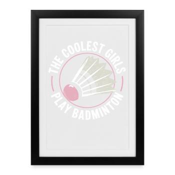 Conception de filles de badminton - Affiche encadrée (27 × 37 cm) - noir - Devant