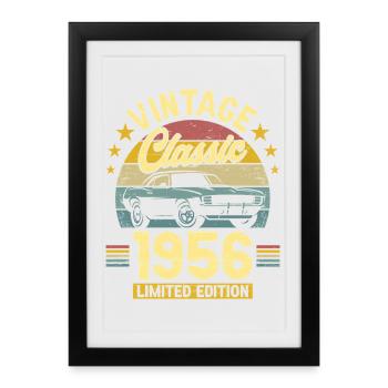 1956 Voiture 70 Ans Anniversaire Homme - Affiche encadrée (27 × 37 cm) - noir - Devant