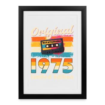 Cassette 50ème Anniversaire Septembre Millésime 1975 - Affiche encadrée (27 × 37 cm) - noir - Devant