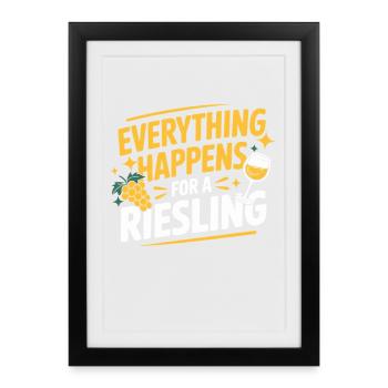 Vin Buveur De Vin Tout Arrive Pour Un Riesling - Affiche encadrée (27 × 37 cm) - noir - Devant
