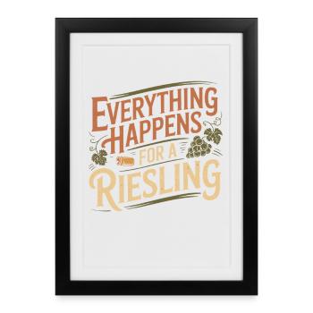 Vin Buveur De Vin Tout Arrive Pour Un Riesling - Affiche encadrée (27 × 37 cm) - noir - Devant