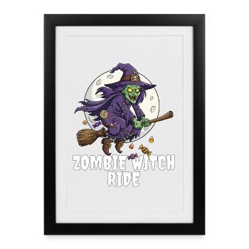 ZOMBIE WITCH RIDE - ZOMBIE HALLOWEEN - Framed poster (27 × 37 cm) - black - Front