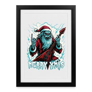 Santa Doom with electric guitar - Framed poster (27 × 37 cm) - black - Front