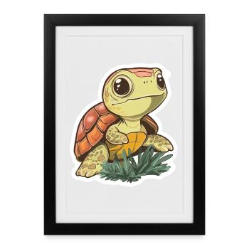 Tortue - Affiche encadrée (27 × 37 cm) - noir - Devant