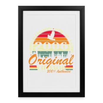 2006 Vintage Rétro Cadeau Anniversaire - Affiche encadrée (27 × 37 cm) - noir - Devant