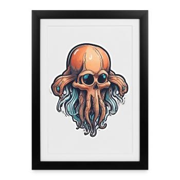 Umweltfreundlicher Tintenfischschädel - Gerahmtes Poster (27 × 37 cm) - Schwarz - Vorne