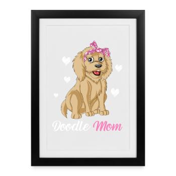 Fière maman Golden Doodle - Perfect Gift Vibes - Affiche encadrée (27 × 37 cm) - noir - Devant