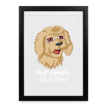 Golden Doodle Papa Hund mit Sonnenbrille - Gerahmtes Poster (27 × 37 cm) - Schwarz - Vorne
