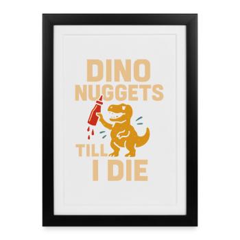 Dino Nuggets Nostalgia Funny Snack Dinosaur - Framed poster (27 × 37 cm) - black - Front