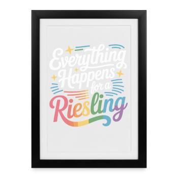 Vin Buveur De Vin Tout Arrive Pour Un Riesling - Affiche encadrée (27 × 37 cm) - noir - Devant