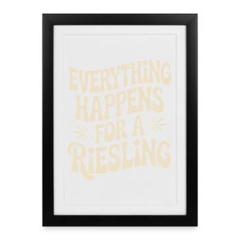 Vin Buveur De Vin Tout Arrive Pour Un Riesling - Affiche encadrée (27 × 37 cm) - noir - Devant
