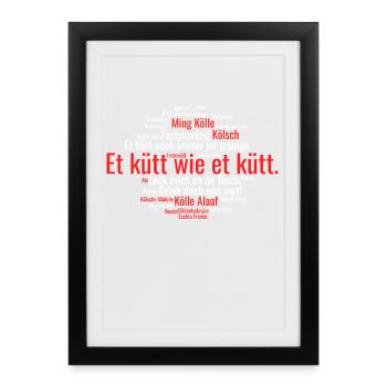 Cologne Kölsch Nuage de mots Carnaval de Cologne Alaaf Kölle - Affiche encadrée (27 × 37 cm) - noir - Devant