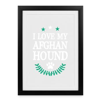 J’aime mon lévrier afghan - Affiche encadrée (27 × 37 cm) - noir - Devant