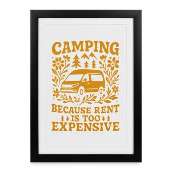 Camping Parce que le loyer est trop cher Van Design - Affiche encadrée (27 × 37 cm) - noir - Devant