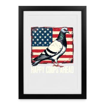 Colombophiles Happy Coops Ahead - Affiche encadrée (27 × 37 cm) - noir - Devant