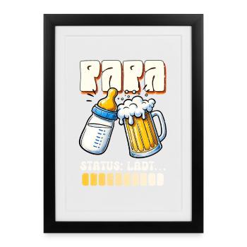 Futur père STATUT DE PAPA CHARGEMENT Drôle - Affiche encadrée (27 × 37 cm) - noir - Devant