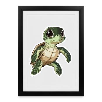 Tortue - Affiche encadrée (27 × 37 cm) - noir - Devant